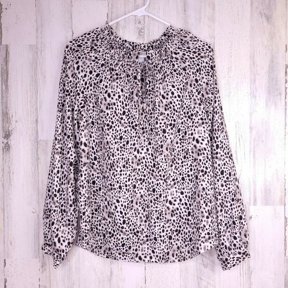A New Day Slim Fit Leopard Print Bishop L/S Blouse - Picture 4 of 10